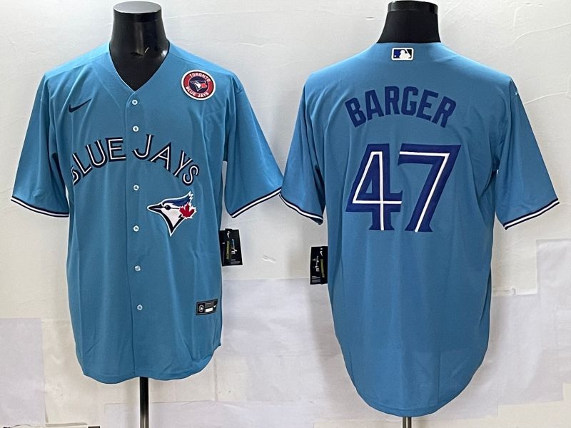 Men Toronto Blue Jays 47 Barger Light Blue Game 2025 Nike MLB Jersey style 005